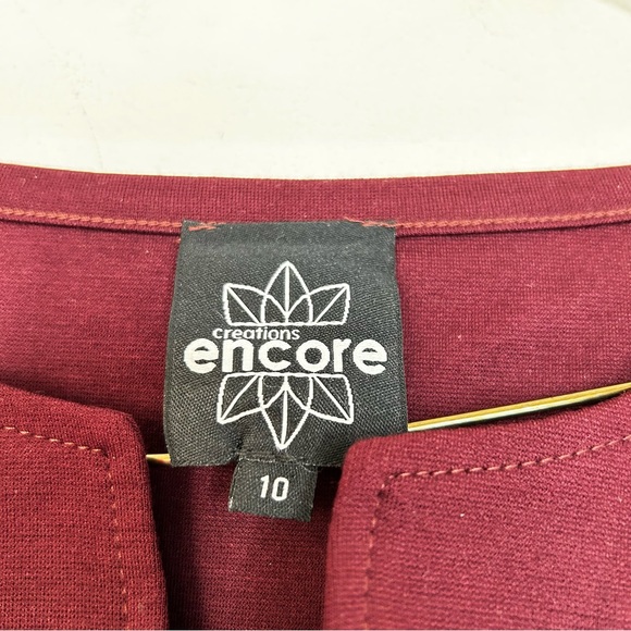 Encore Tunic Top Reworked Layered Asymmetrical Jersey Knit Silky Burgundy Blue M - Picture 15 of 16